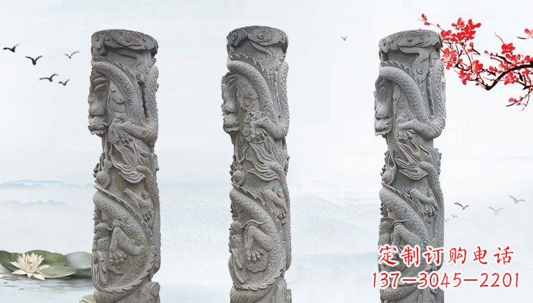廊坊精美大理石龙柱雕塑