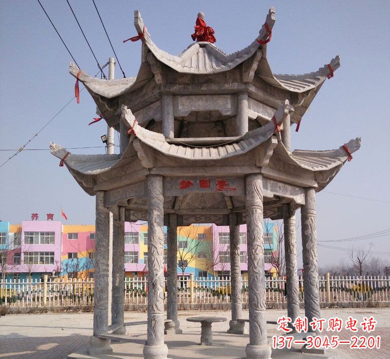 廊坊大理石双层八角凉亭雕塑