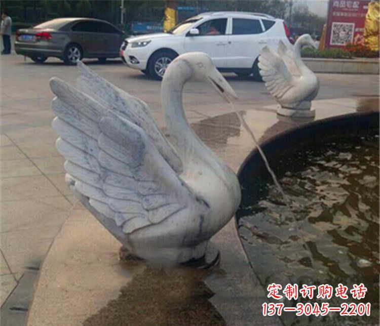廊坊大理石天鹅喷泉石雕