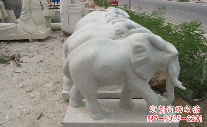廊坊大理石小象公园动物石雕