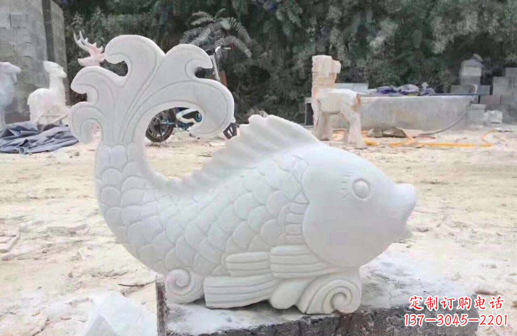 廊坊大理石鱼喷泉雕塑装置