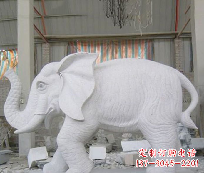 廊坊象征财富的大理石招财大象雕塑
