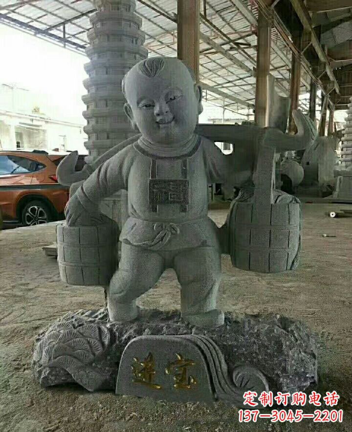廊坊装点童年的大理石招财进宝儿童雕塑