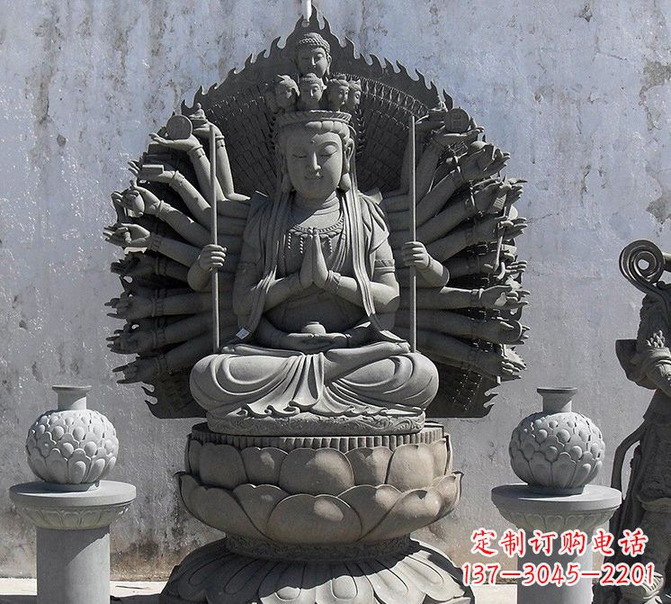 廊坊宗教庙宇千手观音大理石雕塑