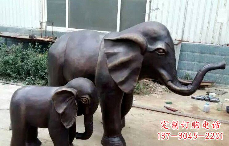 廊坊大象母子铜雕塑