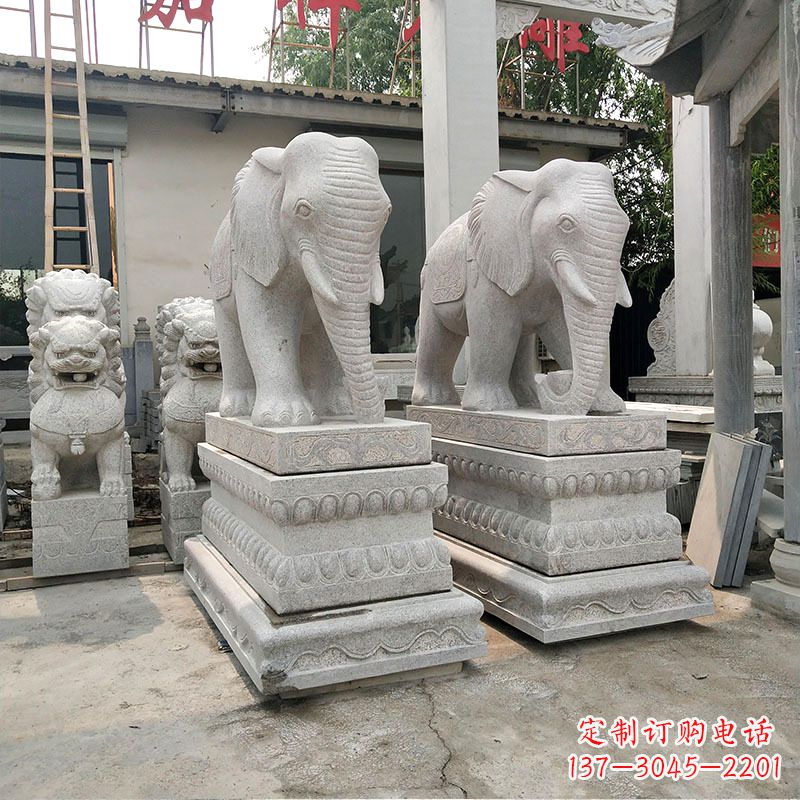 廊坊石材大象喷水雕塑