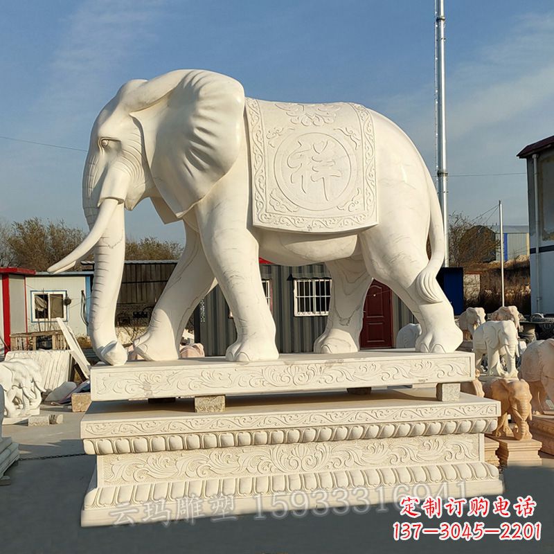 廊坊精致大象石雕雕塑