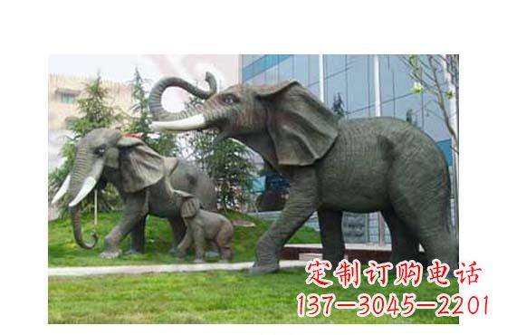 廊坊大象一家三口铜雕