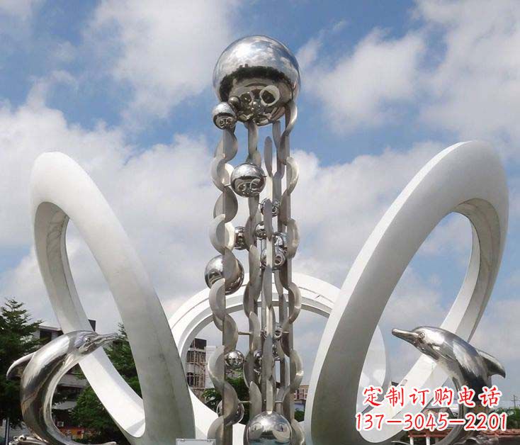 廊坊精致不锈钢海豚雕塑