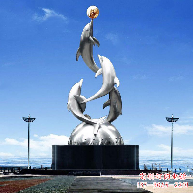 廊坊引领潮流的不锈钢海豚雕塑