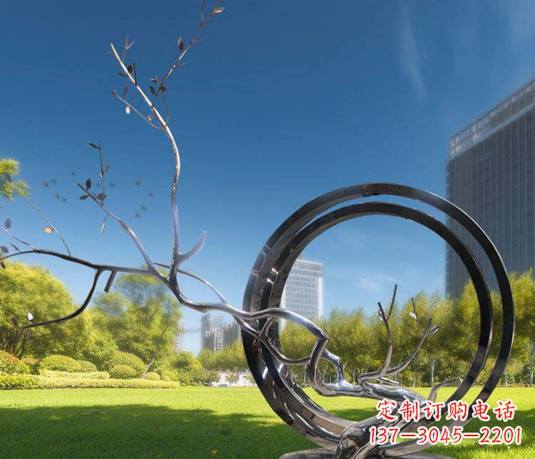 廊坊大型不锈钢圆环景观雕塑