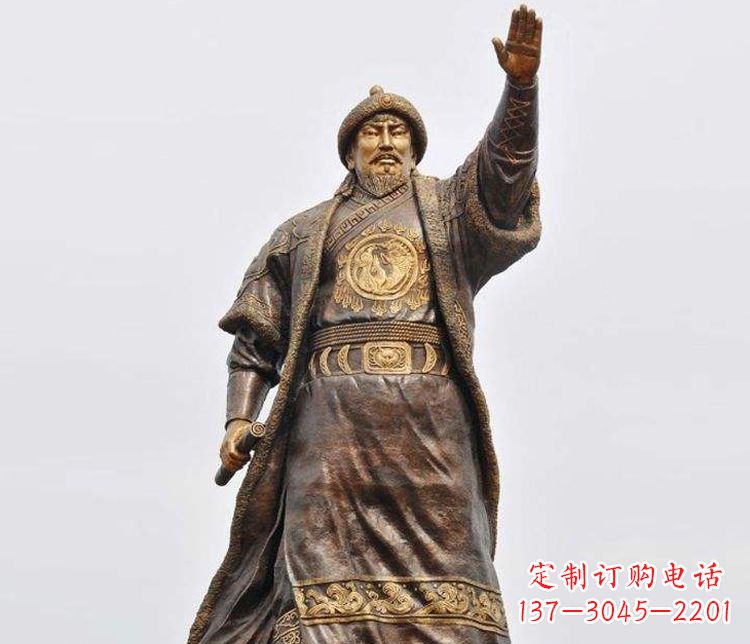 廊坊传承历史的风采成吉思汗铜雕