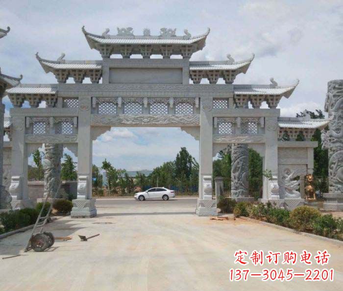 廊坊精美大型村口牌坊石雕