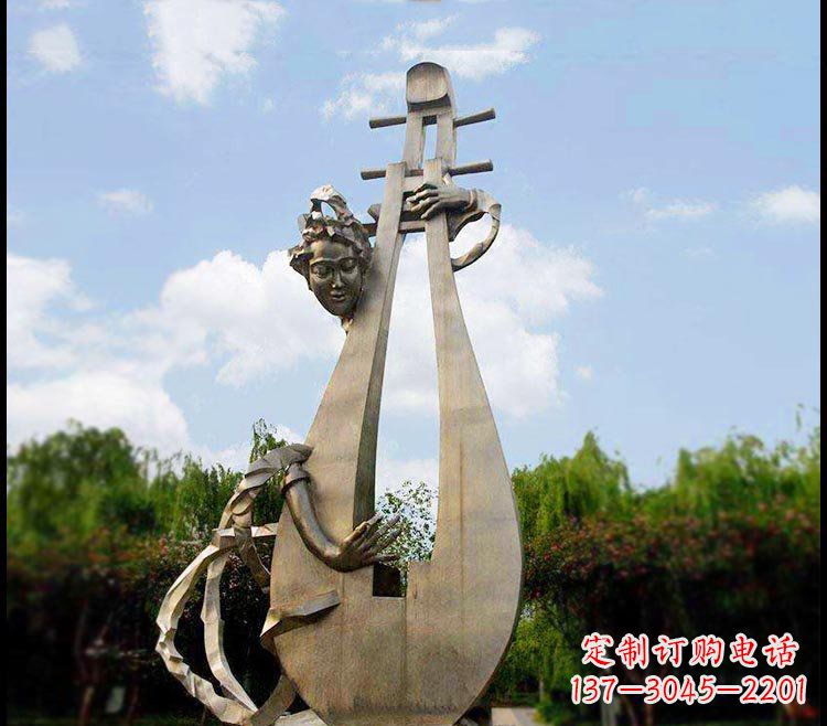 廊坊精美铜雕琵琶雕塑