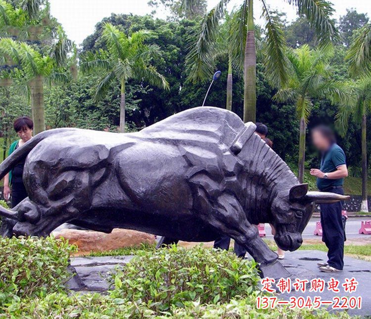 廊坊大型公园动物牛铜雕塑