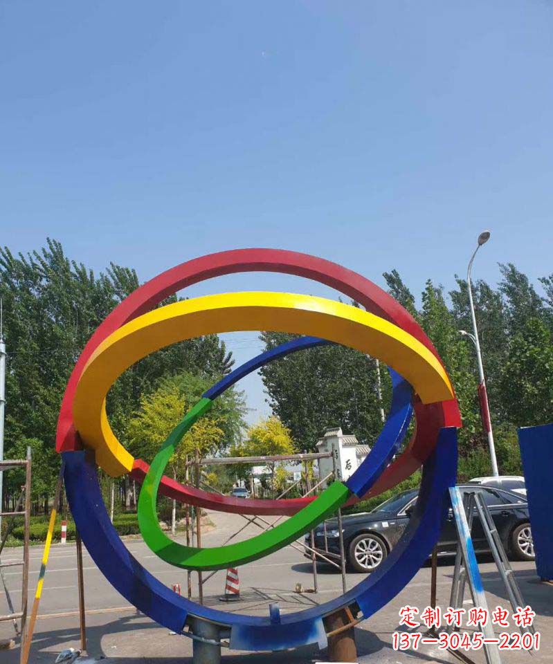 廊坊大型不锈钢广场圆环景观雕塑