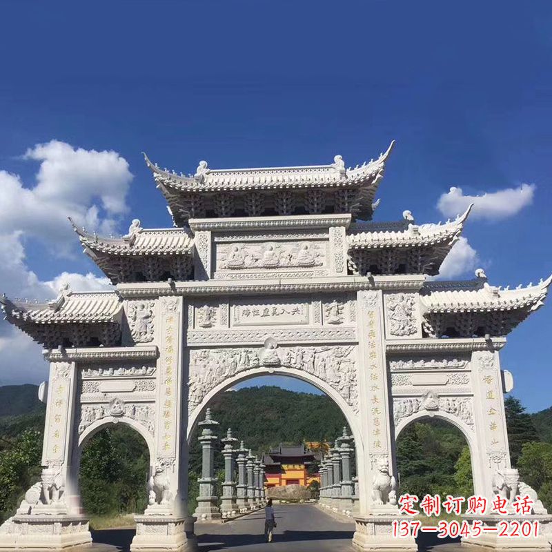 廊坊大型汉白玉景区大门石雕牌楼雕塑