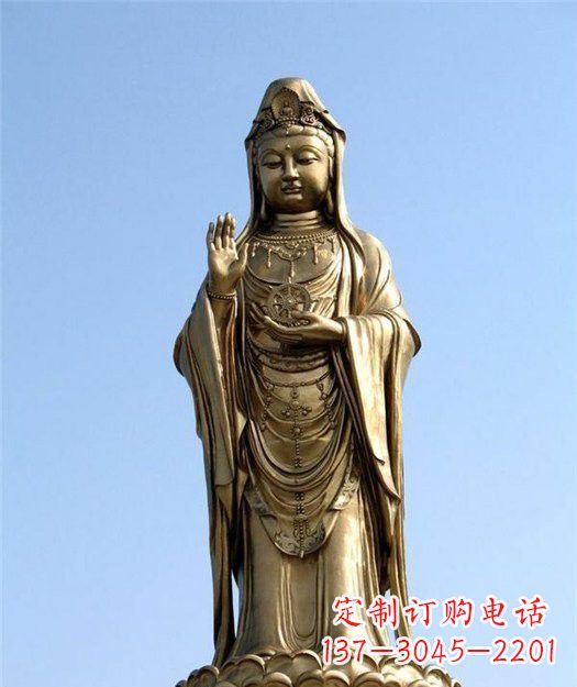 廊坊大型立式铜观音雕塑