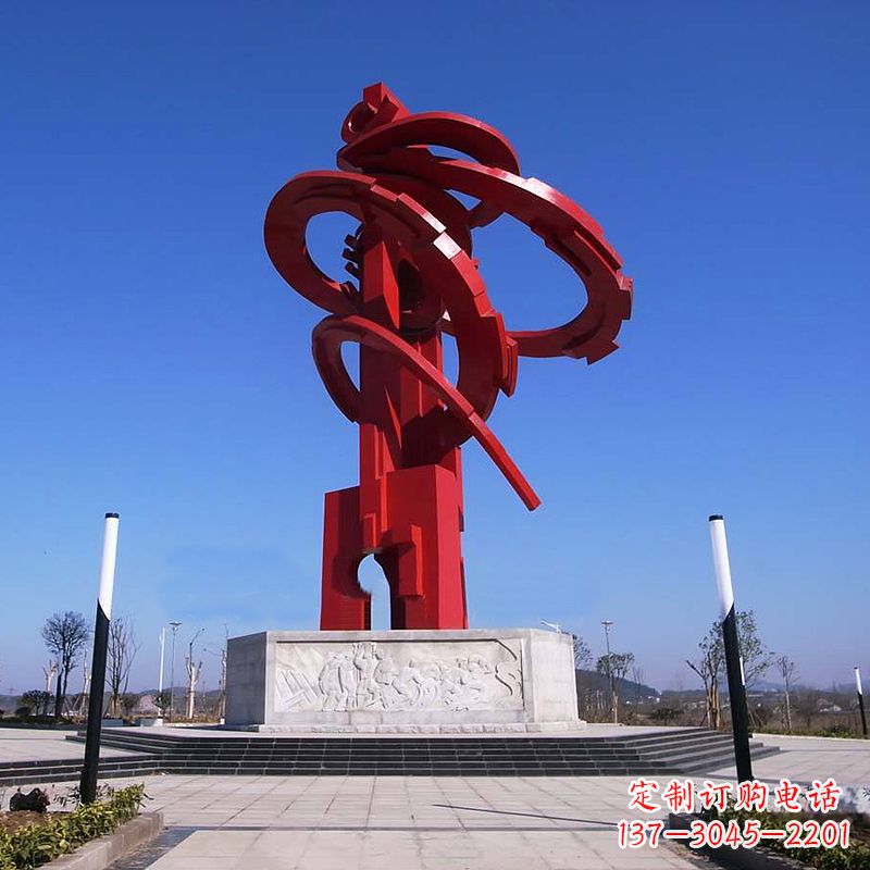 廊坊大型龙形不锈钢景观雕塑-广场抽象神兽景观标识