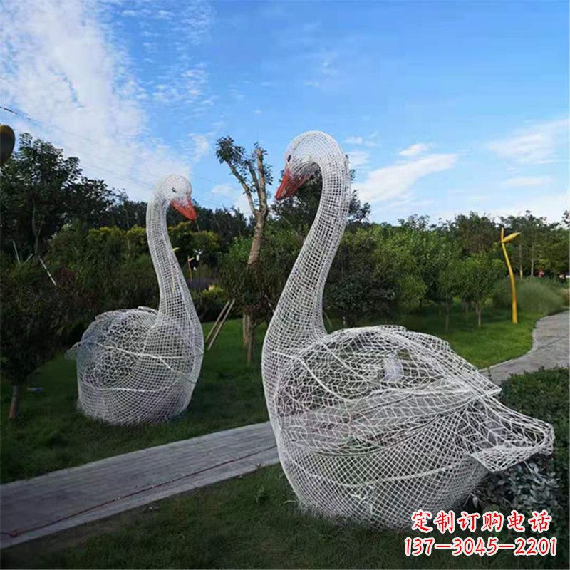 廊坊梦幻般的大型网格天鹅景观动物雕塑