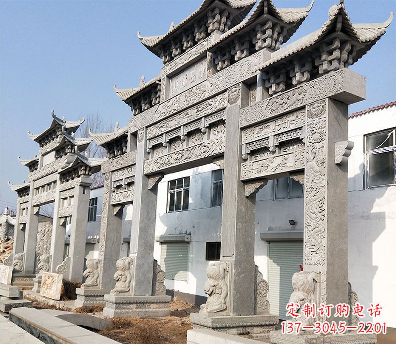 廊坊五门仿古牌坊石雕