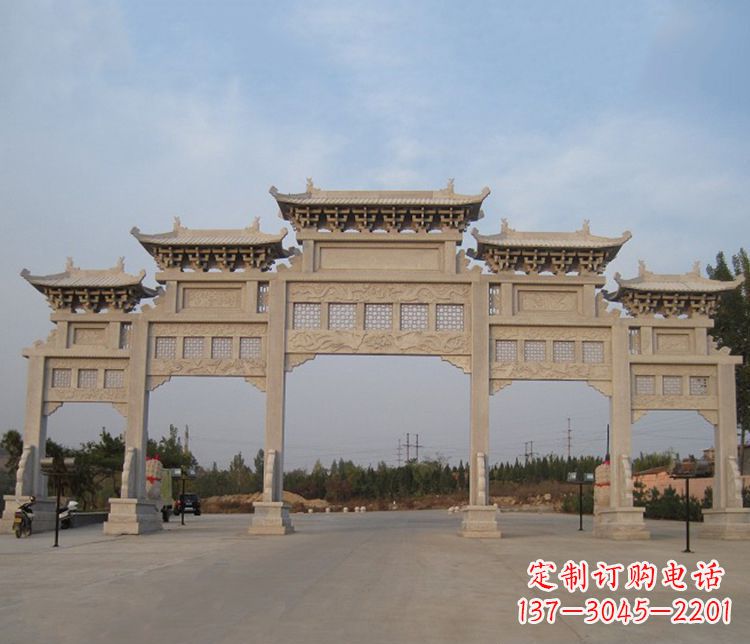 廊坊大型五门牌坊石雕精美雕塑