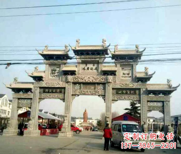廊坊大型五门石雕牌坊 (3)