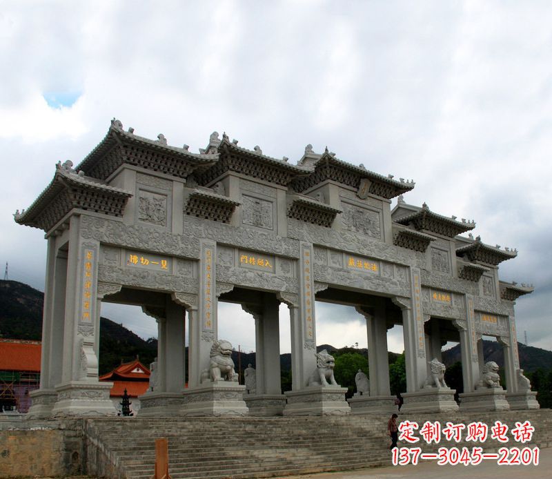 廊坊具有传统文化特色的大型五门石雕牌楼雕塑