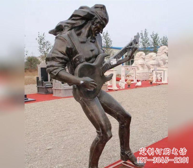 廊坊弹吉他广场小品人物铜雕