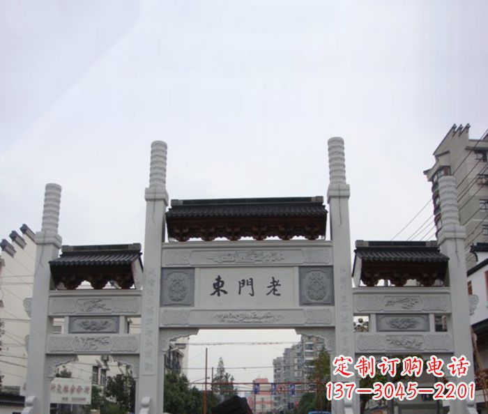 廊坊精美三门石牌坊雕塑