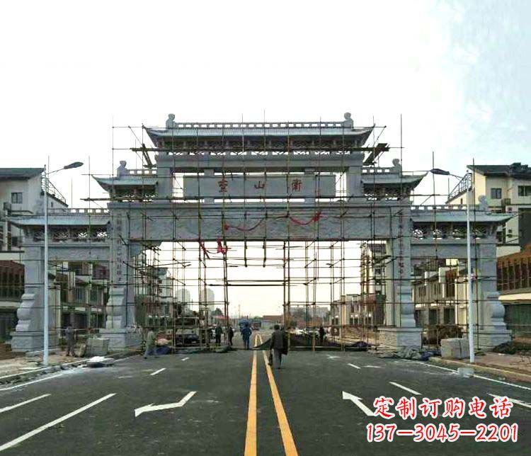 廊坊道路三门石牌坊石雕