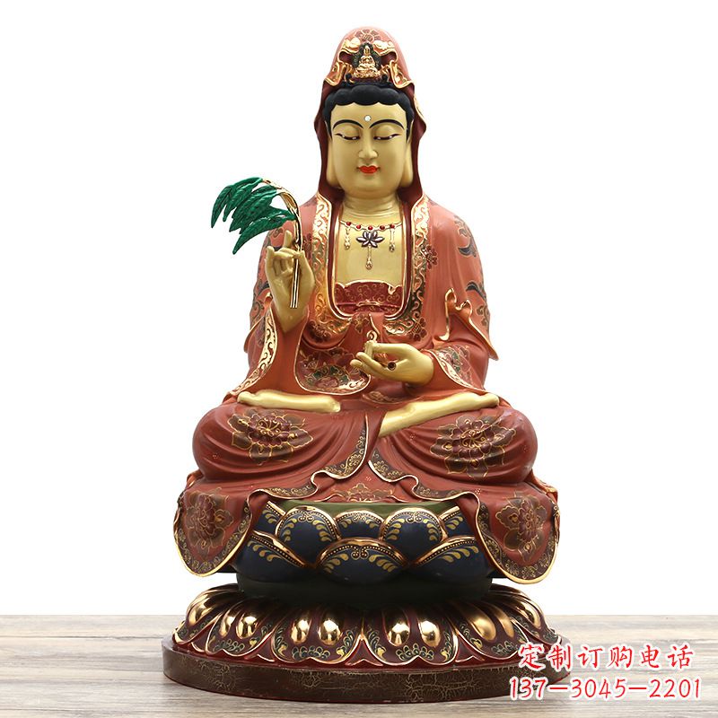 廊坊滴水观音彩绘铜雕雕塑摆件