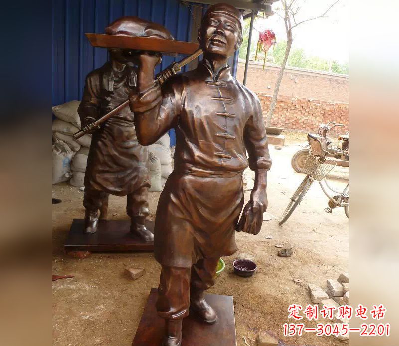 廊坊店小二服务员人物铜雕