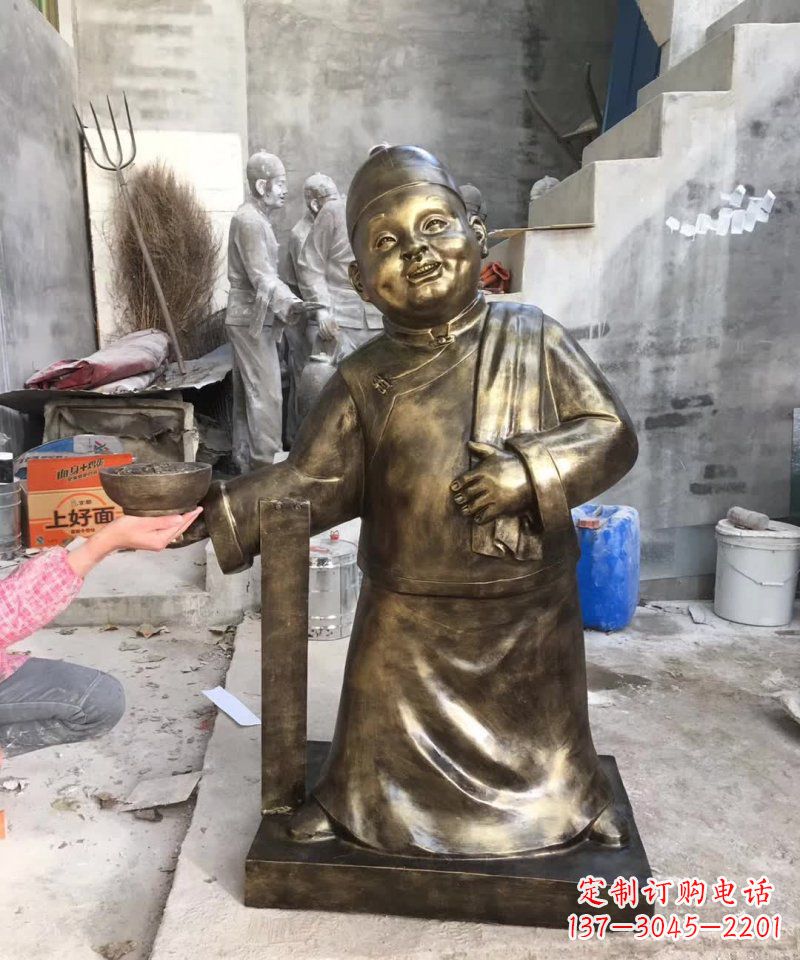 廊坊店小二人物铜雕 (2)