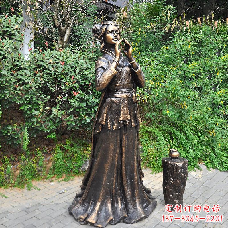廊坊貂蝉铜雕塑像-公园古代美女人物雕塑