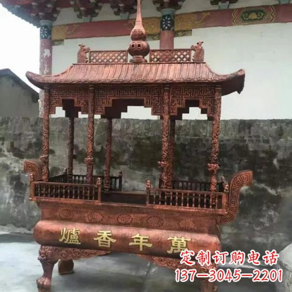 廊坊雕刻蝙蝠铜香炉