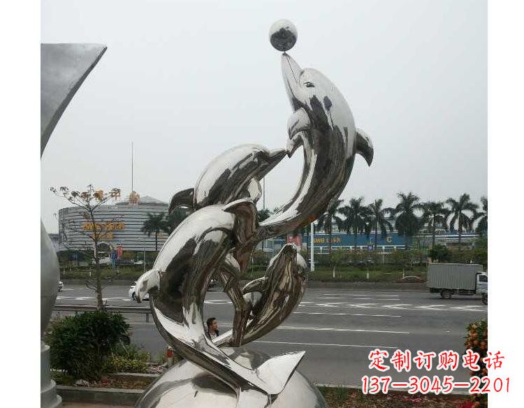 廊坊海豚精美不锈钢雕塑