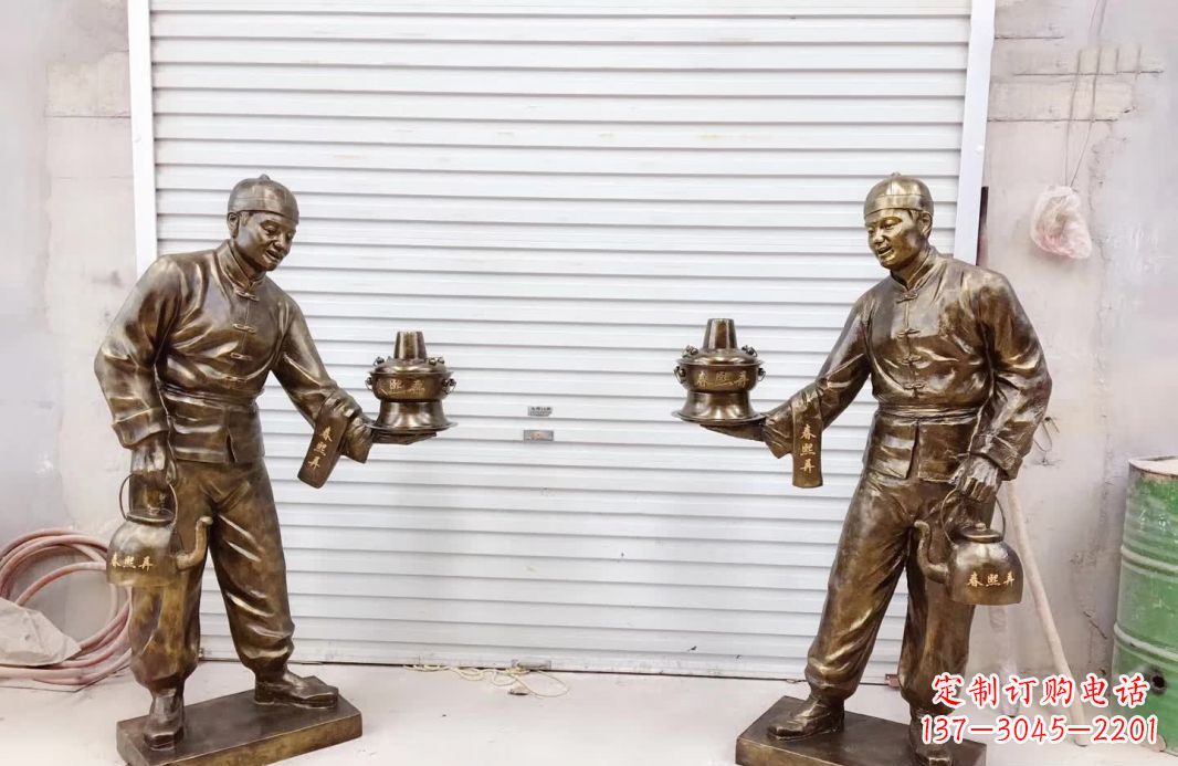 廊坊端茶店小二铜雕塑