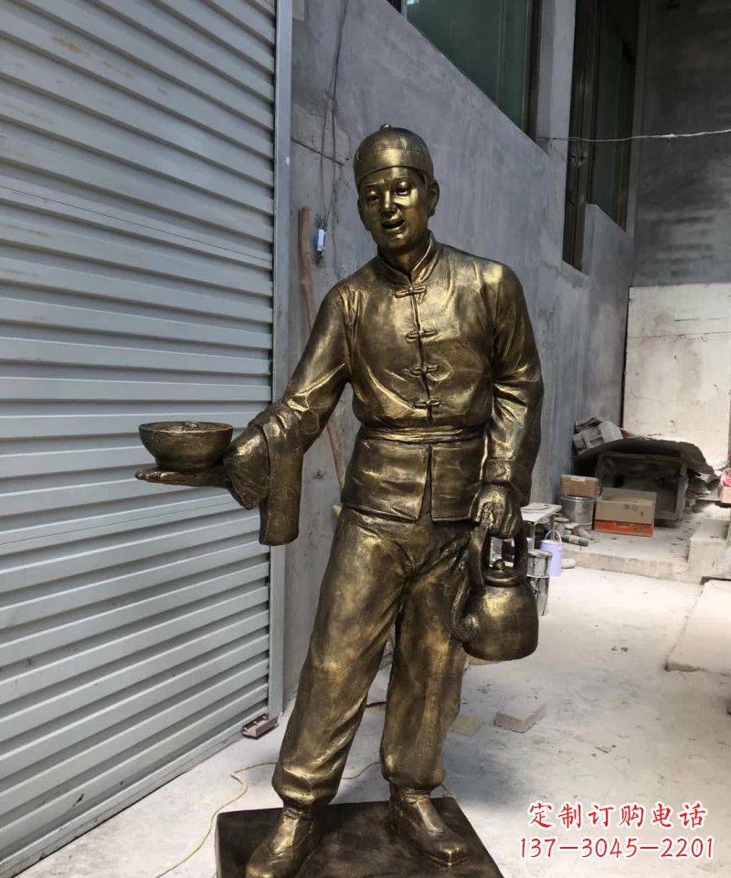 廊坊铜雕店小二,象征忠诚勤劳的精神
