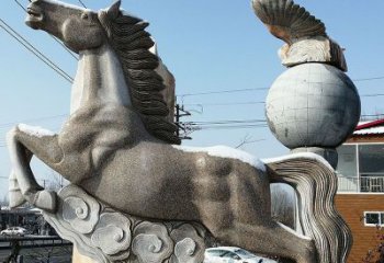 廊坊大理石马踏祥云石雕