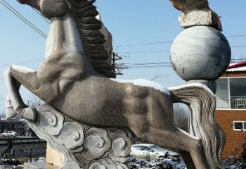 廊坊大理石马踏祥云雕塑