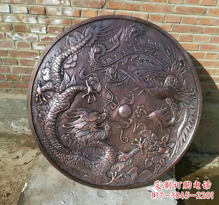 廊坊传统工艺锻铜龙凤雕塑