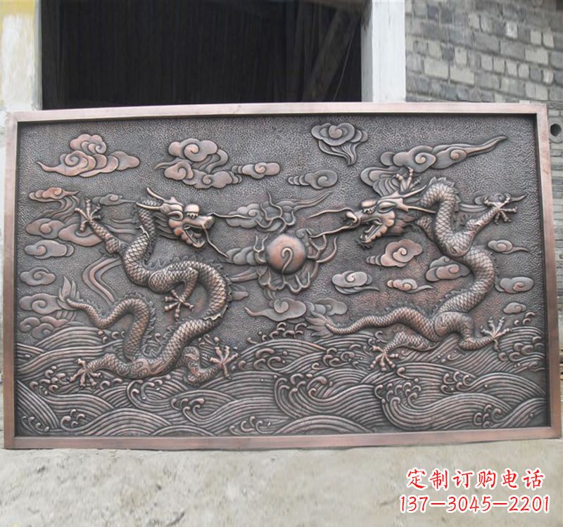 廊坊锻铜双龙戏珠浮雕雕塑