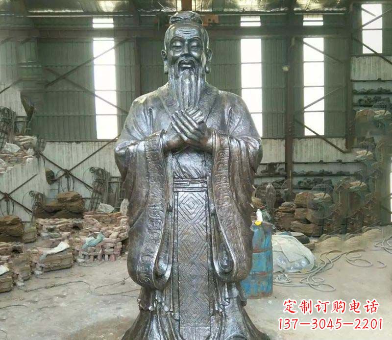 廊坊锻铜校园老子人物雕塑,铸就永恒的追求