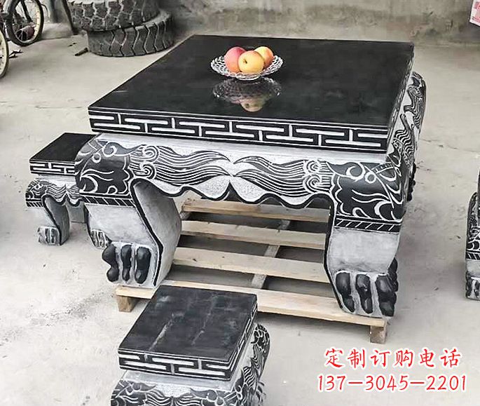 廊坊方形仿古石桌凳 (2)