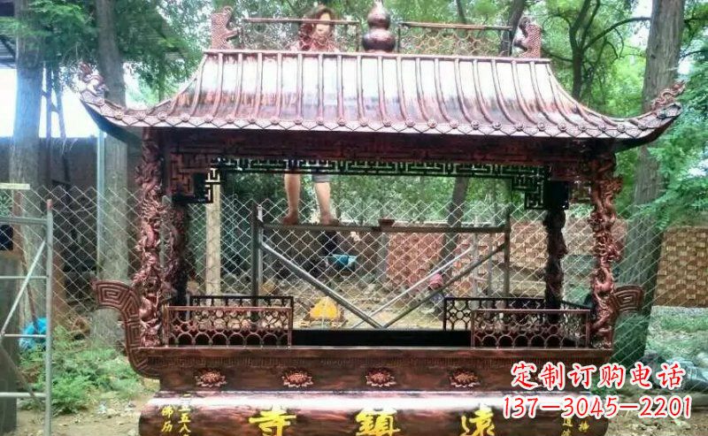廊坊方形寺庙香炉铜雕 (4)