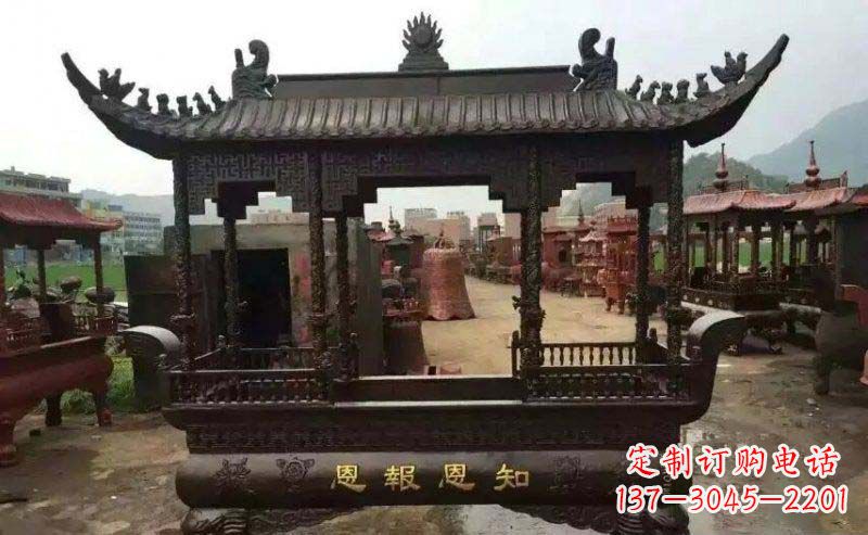 廊坊方形寺庙香炉铜雕