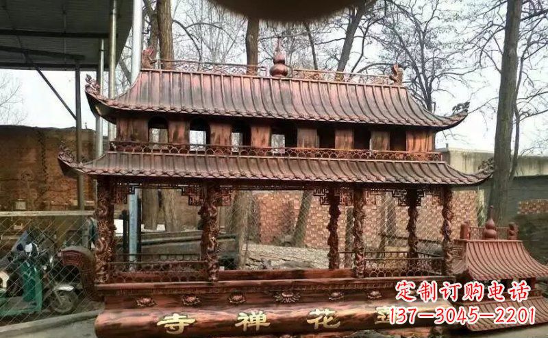 廊坊方形寺庙香炉铜雕 (5)