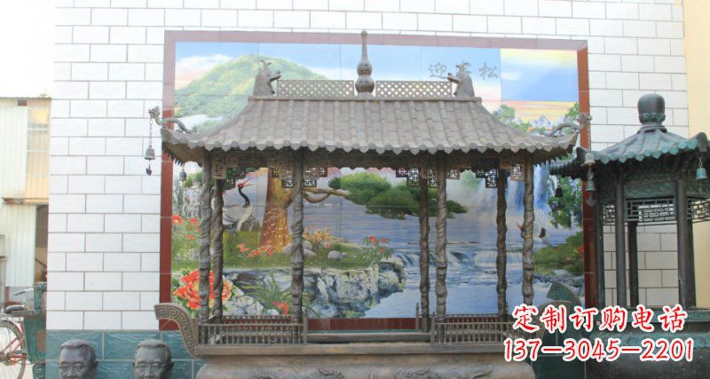 廊坊方形香炉寺庙铜雕 (2)