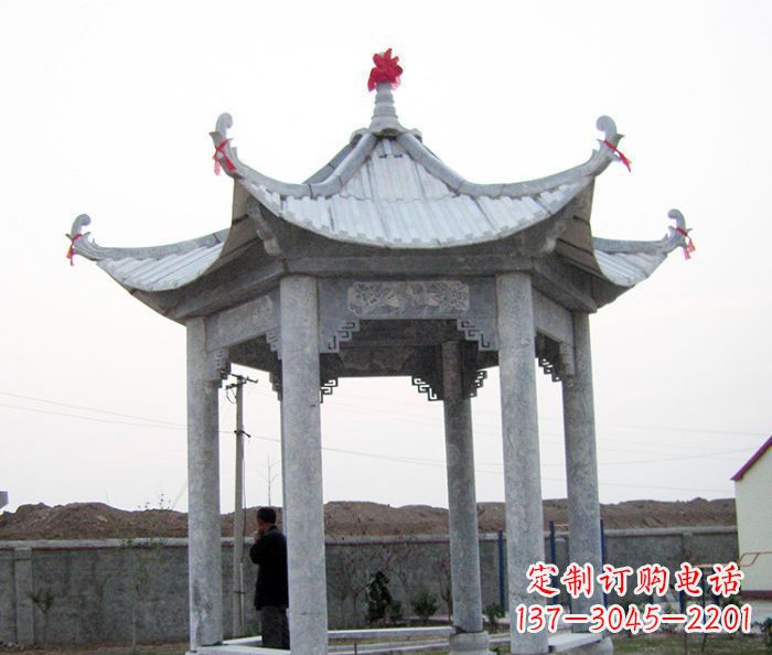 廊坊仿古六角石凉亭雕塑